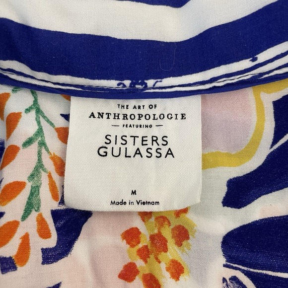 Anthropologie Sister Gulassa Whimsy Pajama Top Womens Medium Floral Boho Cropped - Picture 3 of 9